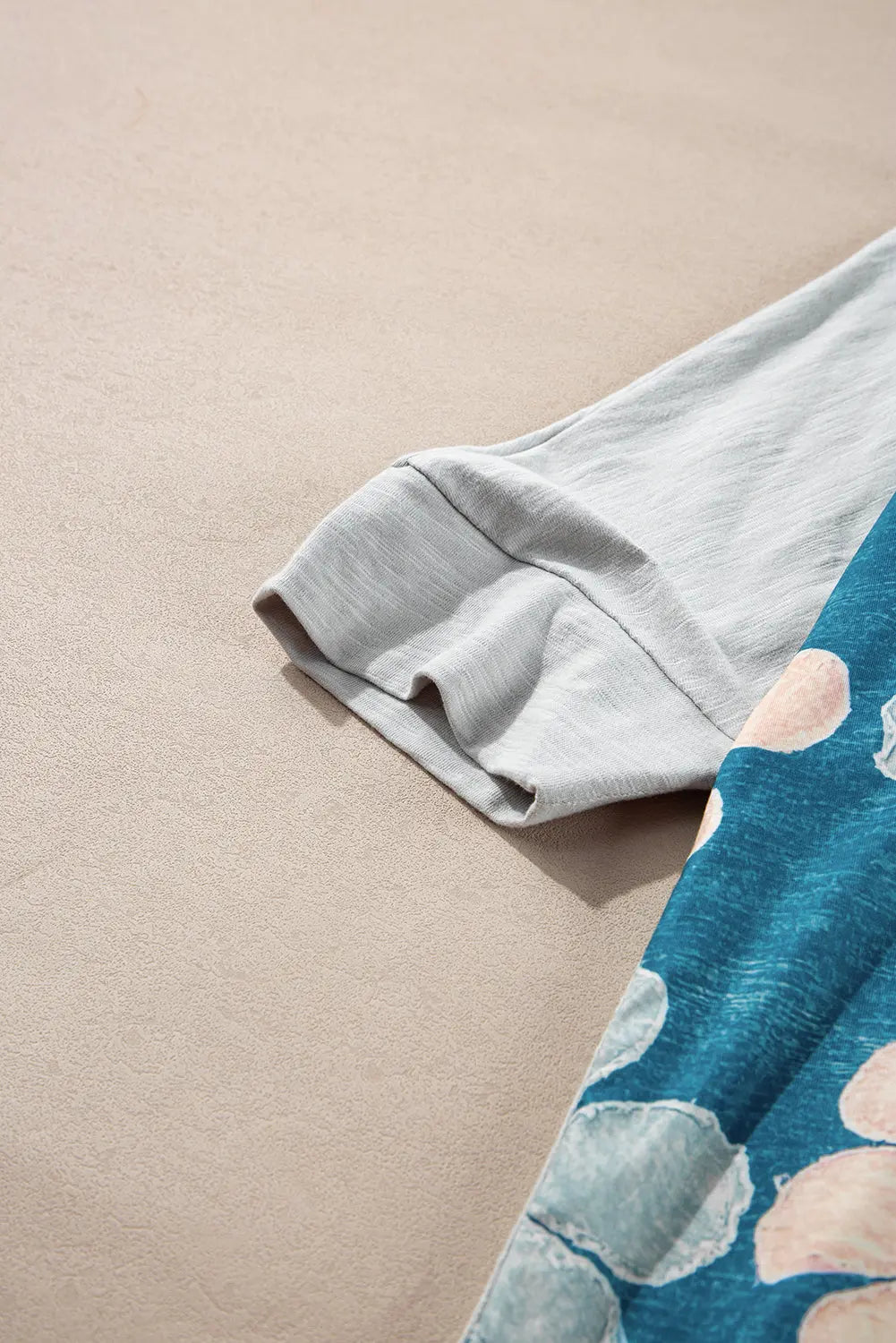 Pink Flower Patchwork Exposed Seam Oversized High Low Top - eAura