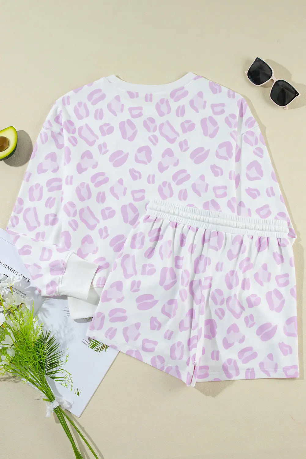 Pink Leopard Animal Print Pullover and Shorts Loungewear eAura