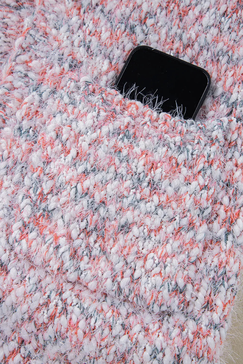 Pink Multicolor Confetti Open Front Knit Cardigan Beagle Boutique Fashion Outlet