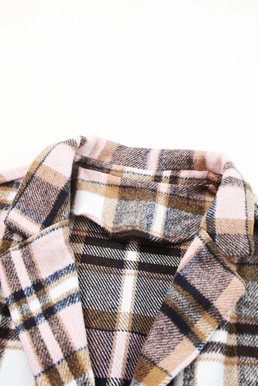 Pink Plaid Button Up Lapel Jacket eAura