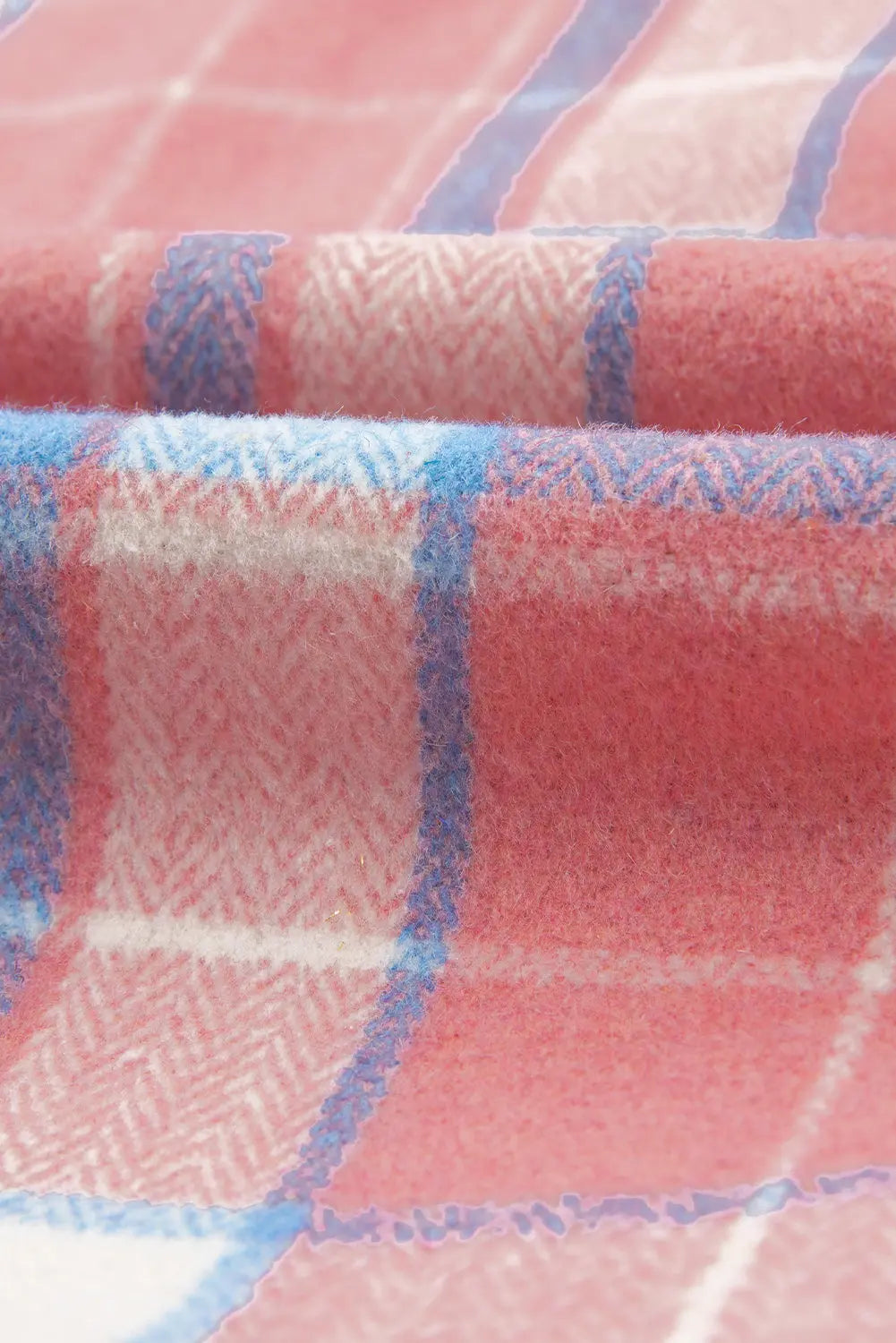 Pink Plaid Flap Pocket Button Up Shacket eAura