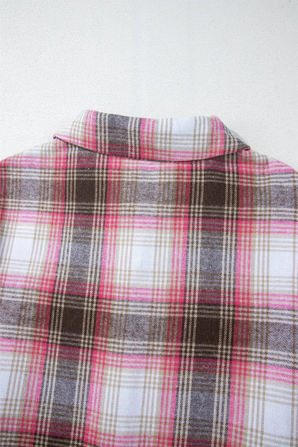 Pink Plaid Flap Pocket Button Up Shacket eAura
