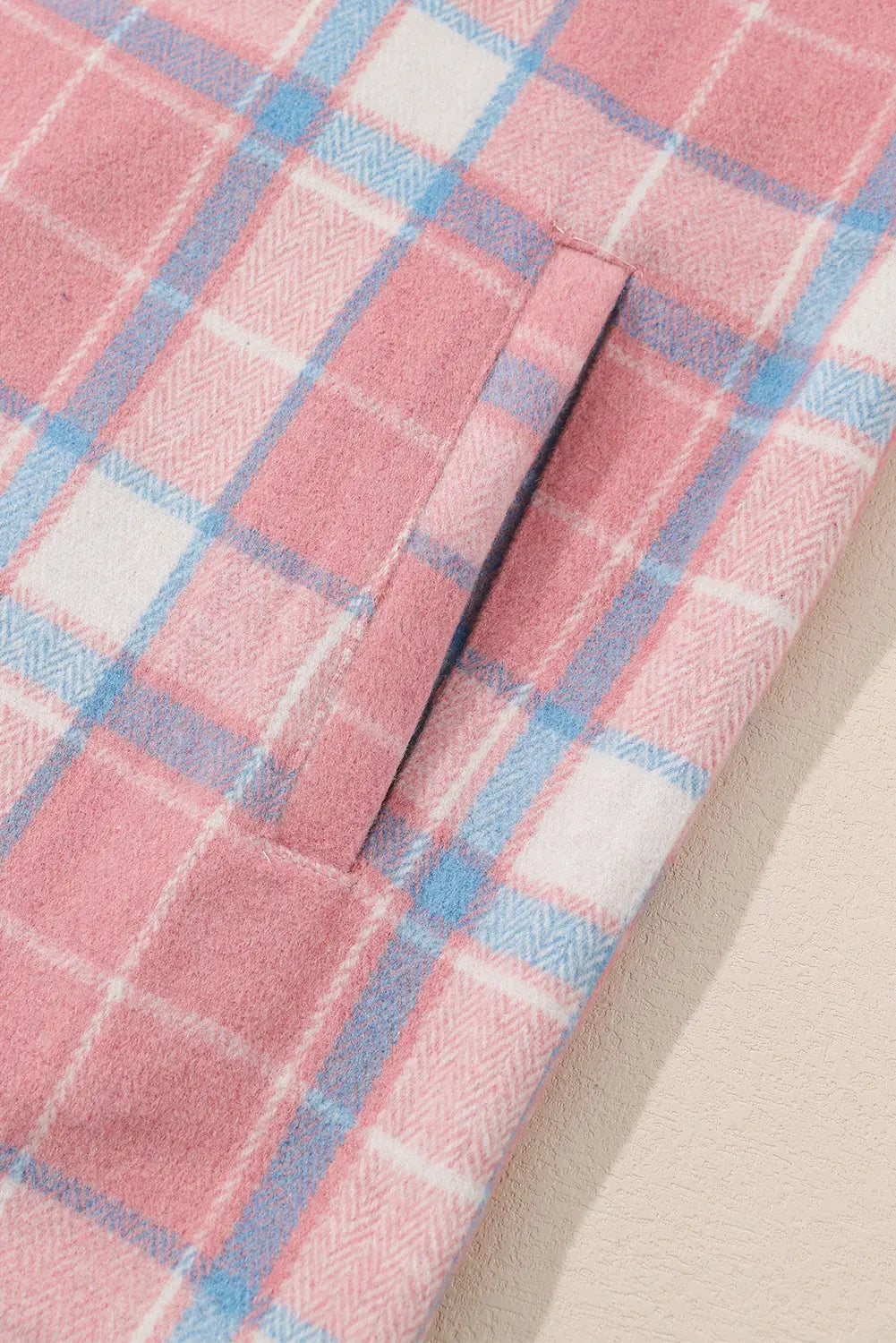 Pink Plaid Flap Pocket Flannel Shacket eAura