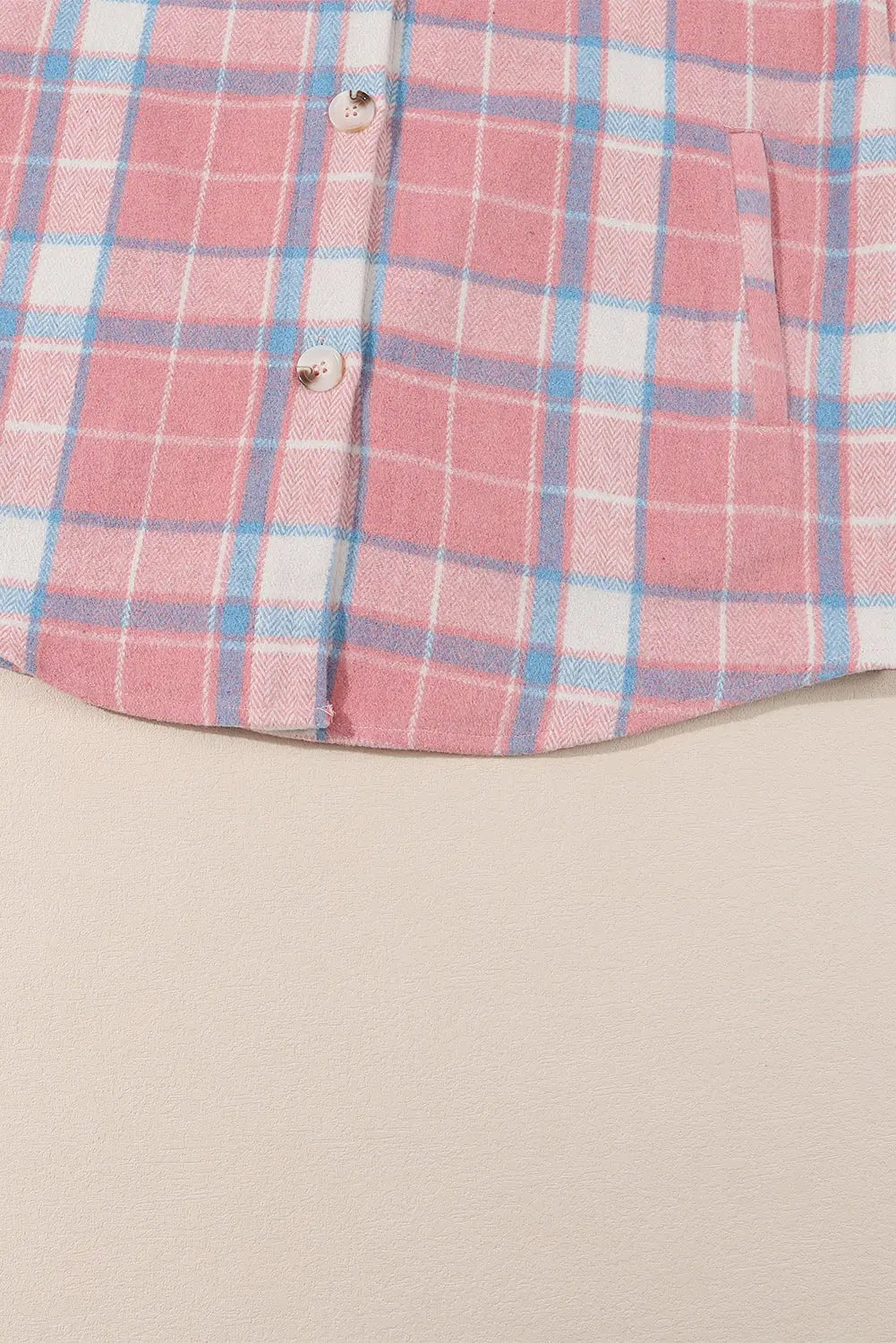 Pink Plaid Flap Pocket Flannel Shacket eAura