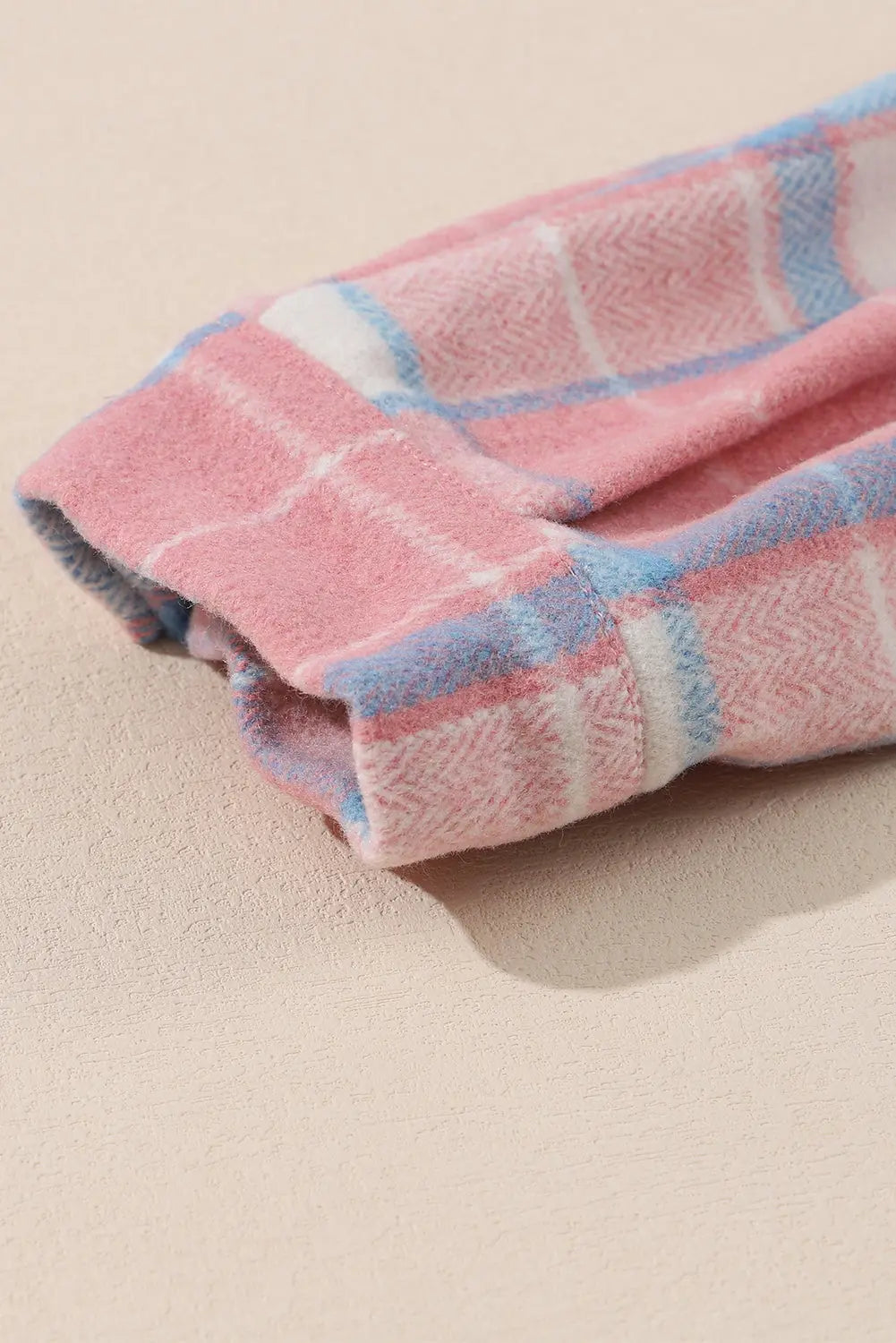 Pink Plaid Flap Pocket Flannel Shacket eAura