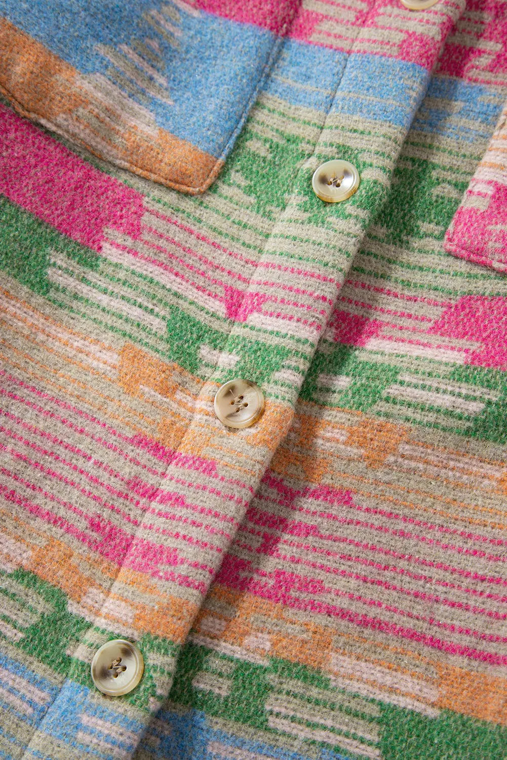 Pink Plus Size Aztec Printed Flap Pocket Shacket Beagle Boutique Fashion Outlet