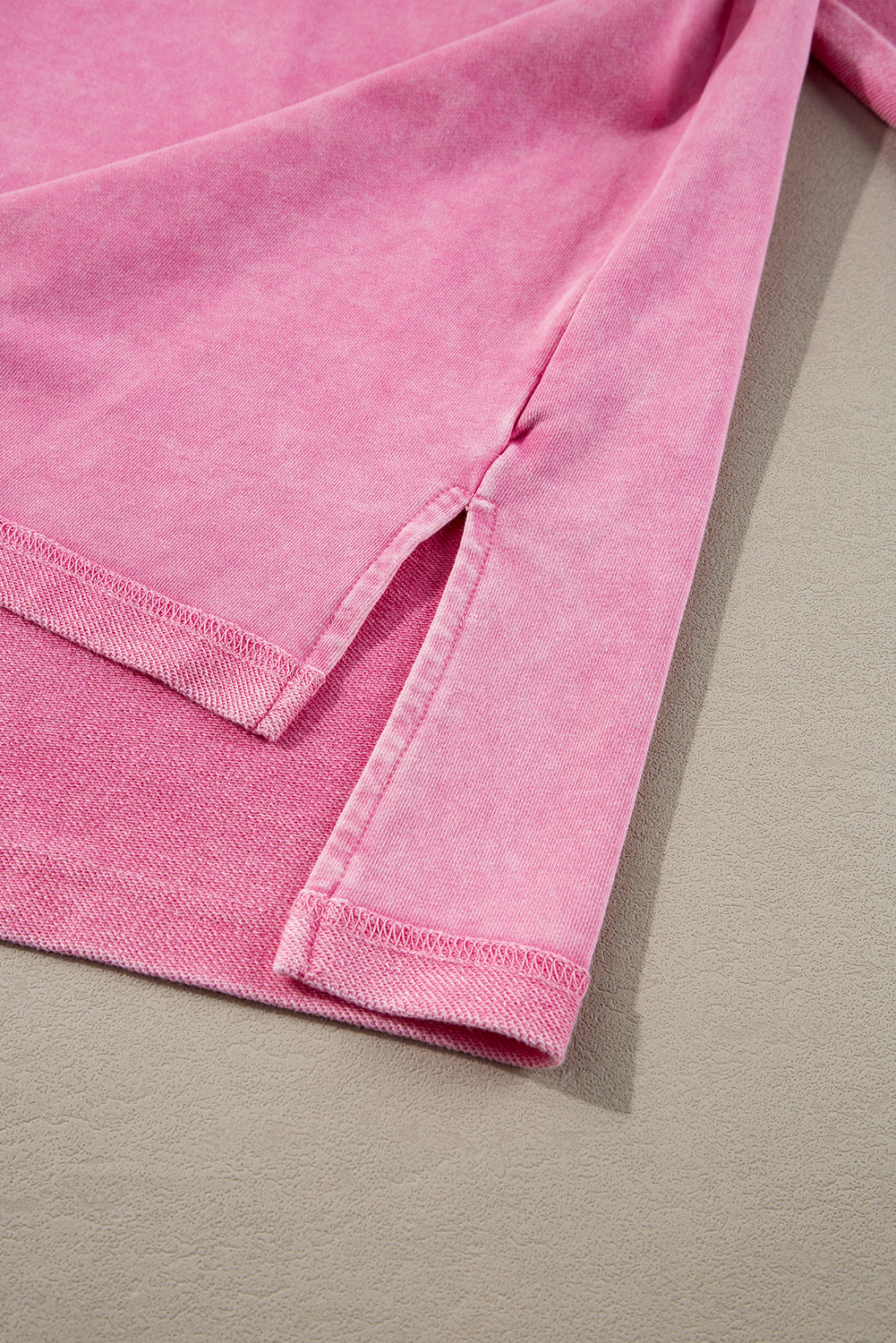 Pink Plus Size Mineral Wash Drop Shoulder Round Neck Sweatshirt - eAura