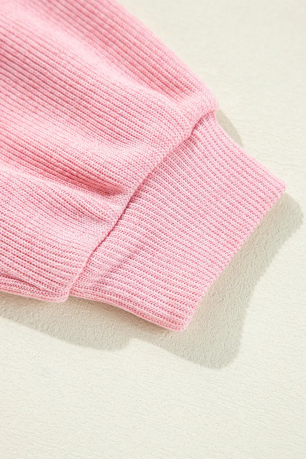 Pink Ribbed Knit Collared Henley Top with Chest Pocket - BB Fashion Outlet