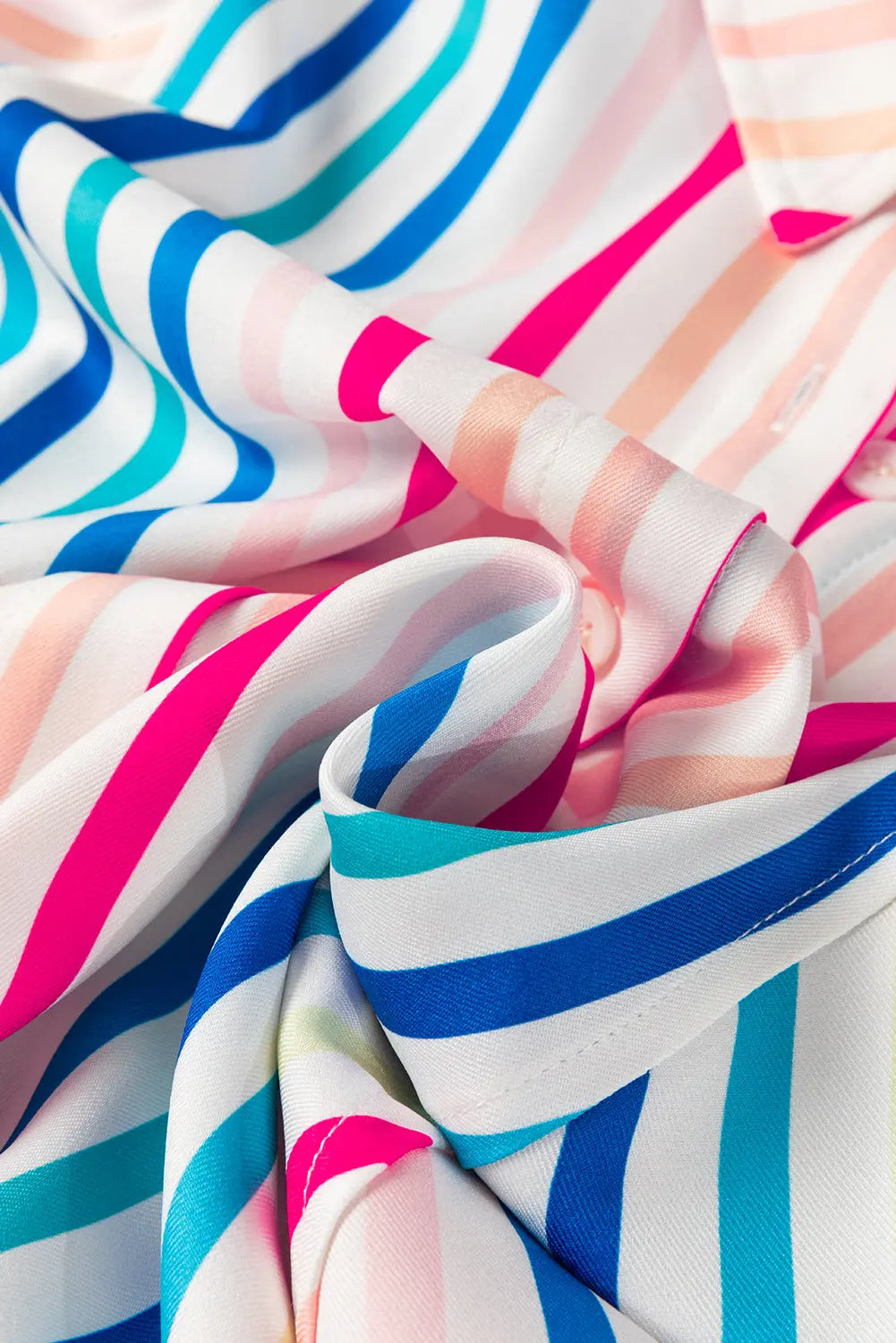 Pink Stripe 3/4 Sleeve Button Up Casual Shirt - eAura