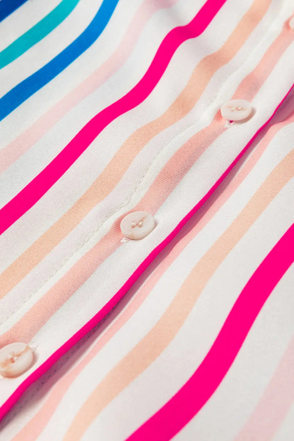Pink Stripe 3/4 Sleeve Button Up Casual Shirt - eAura