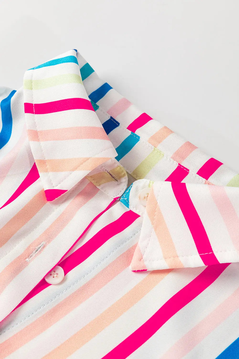 Pink Stripe 3/4 Sleeve Button Up Casual Shirt - eAura