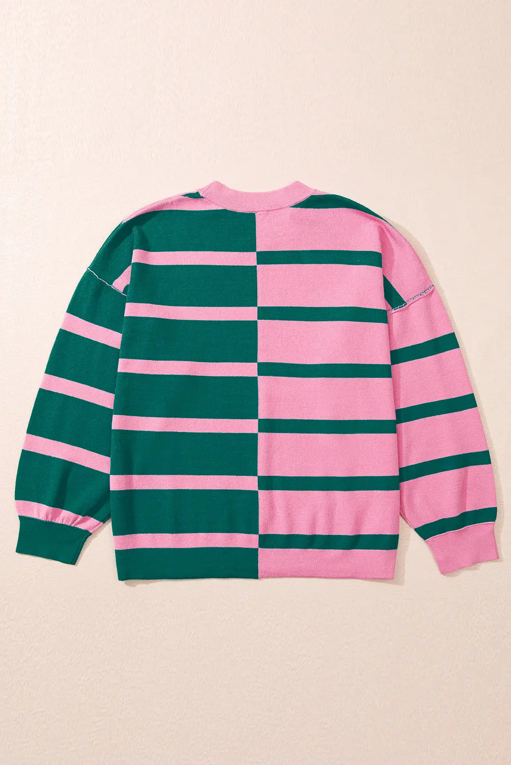 Pink Stripe Colourblock Oversized Sweater - eAura