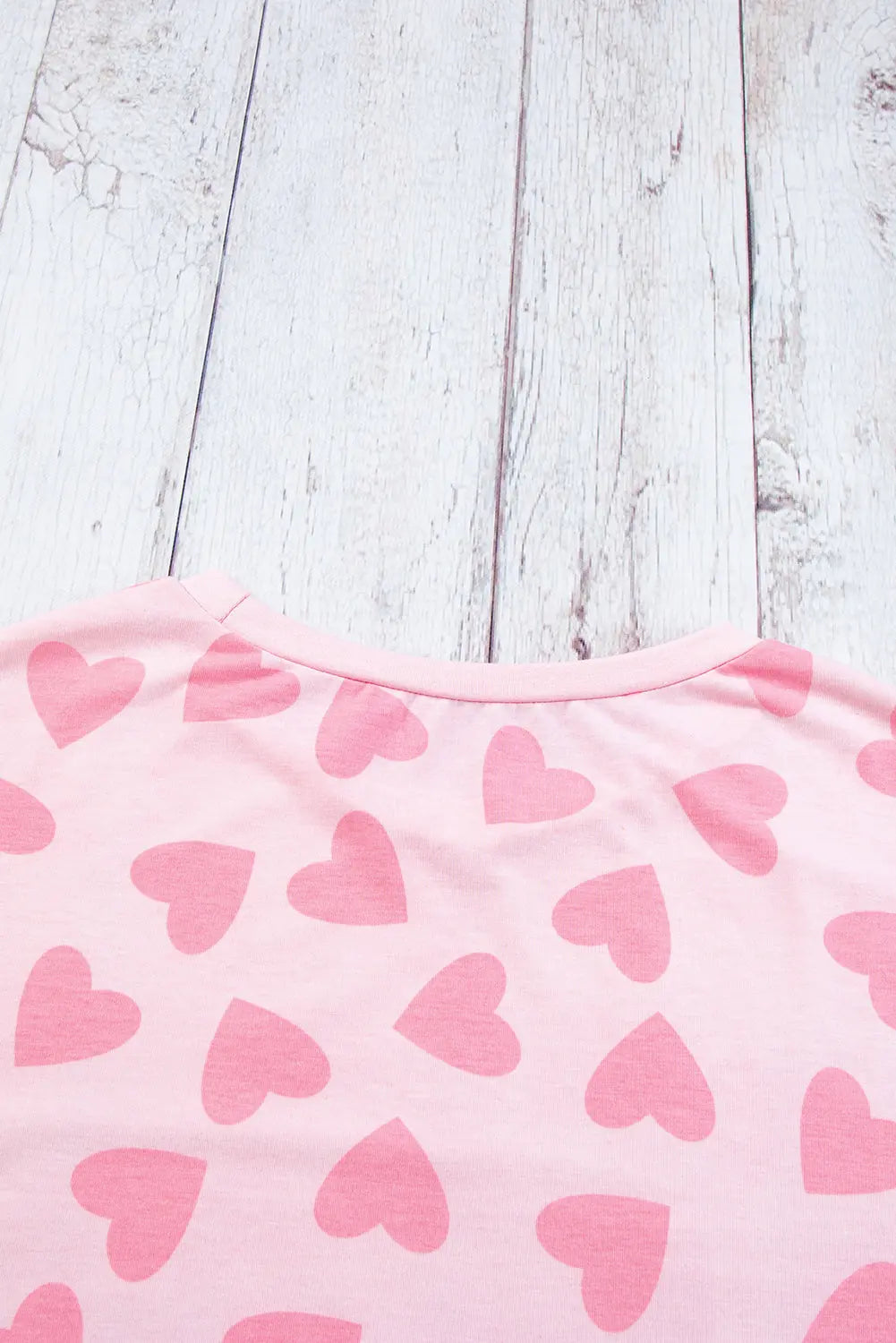 Pink Valentine Heart Shape Print Long Sleeve Top Shorts Lounge Set eAura