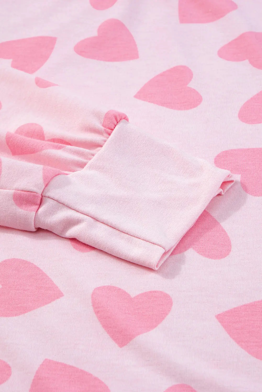 Pink Valentine Heart Shape Print Long Sleeve Top Shorts Lounge Set eAura