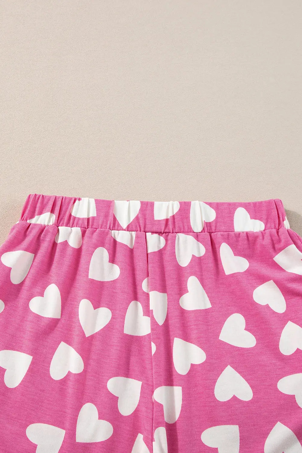 Pink Valentine Heart Shape Print Long Sleeve Top Shorts Lounge Set eAura