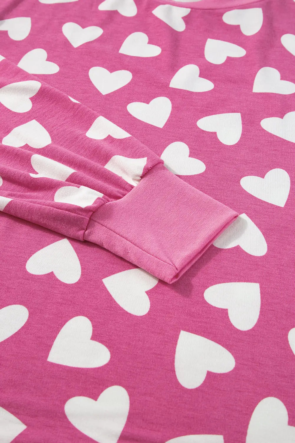 Pink Valentine Heart Shape Print Long Sleeve Top Shorts Lounge Set eAura