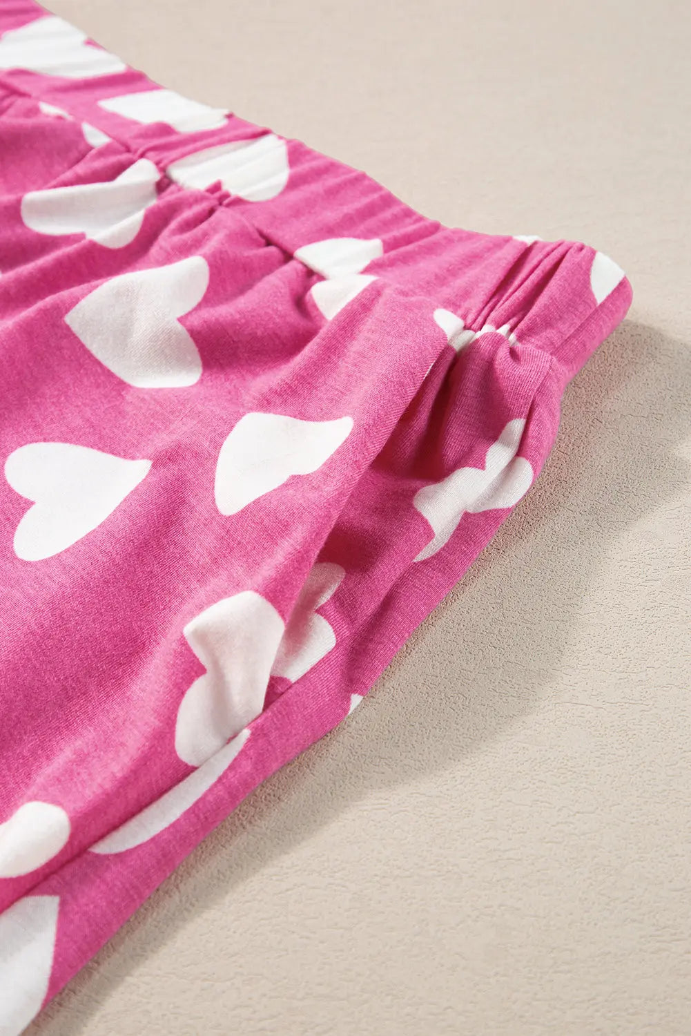 Pink Valentine Heart Shape Print Long Sleeve Top Shorts Lounge Set eAura