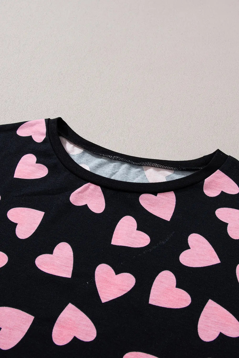 Pink Valentine Heart Shape Print Long Sleeve Top Shorts Lounge Set eAura