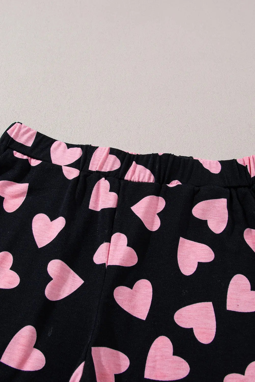 Pink Valentine Heart Shape Print Long Sleeve Top Shorts Lounge Set eAura