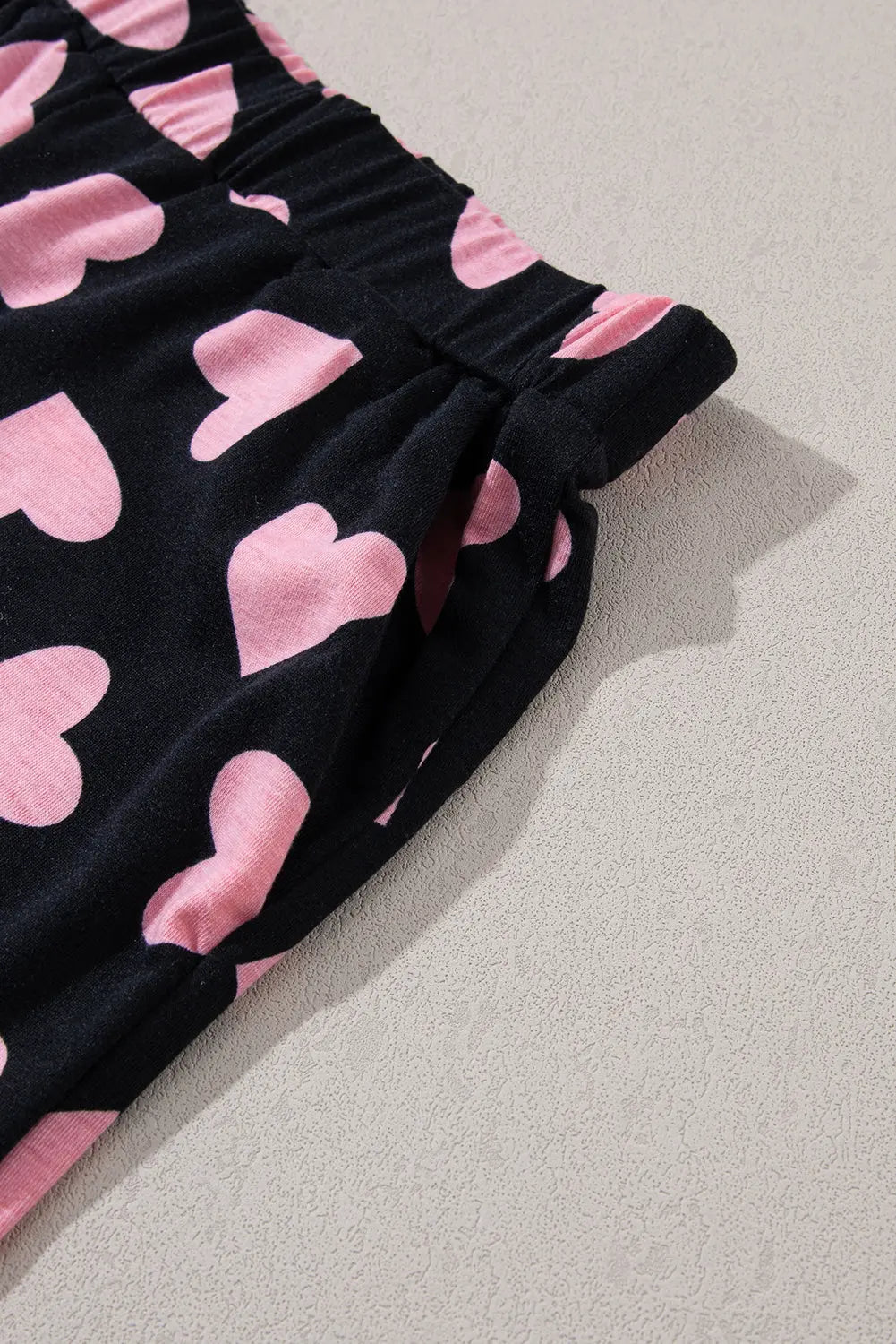 Pink Valentine Heart Shape Print Long Sleeve Top Shorts Lounge Set eAura