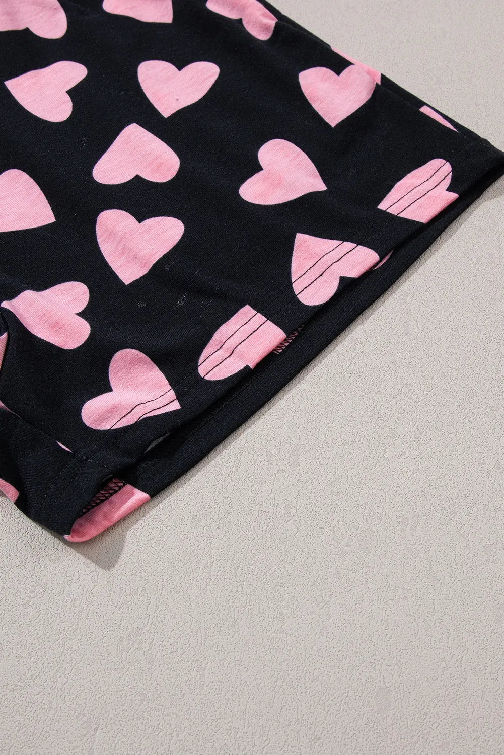 Pink Valentine Heart Shape Print Long Sleeve Top Shorts Lounge Set eAura