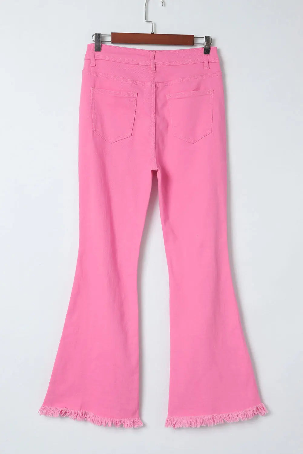 Pink Vintage High Waist Flare Leg Ripped Raw Hem Jeans eAura
