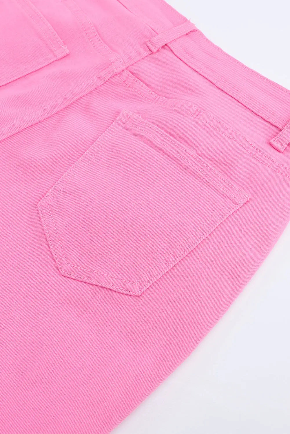 Pink Vintage High Waist Flare Leg Ripped Raw Hem Jeans eAura