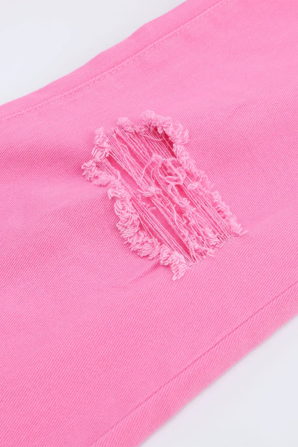 Pink Vintage High Waist Flare Leg Ripped Raw Hem Jeans eAura
