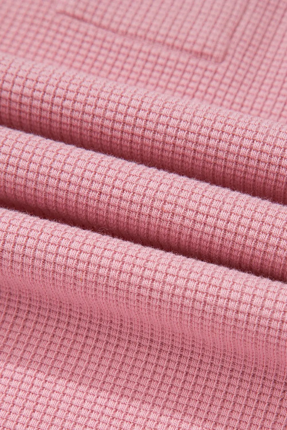 Pink Waffle Knit Bishop Sleeve Split Oversized Sweatshirt Beagle Boutique Fashion Outlet