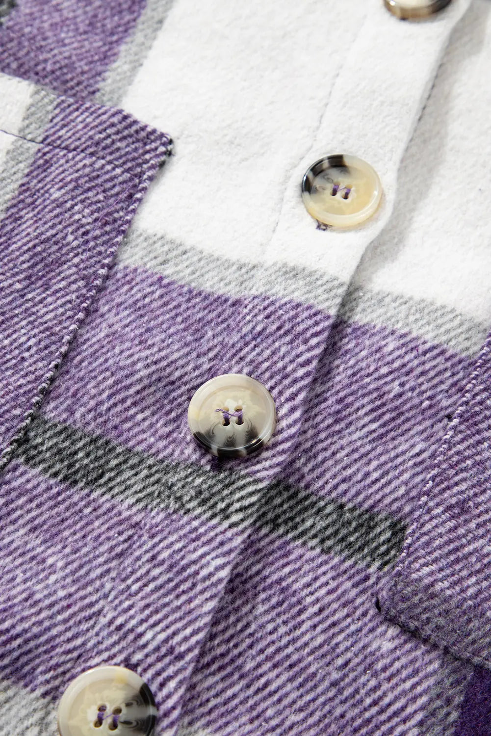 Plaid Buttoned Long Sleeve Jacket with Pocket - eAura