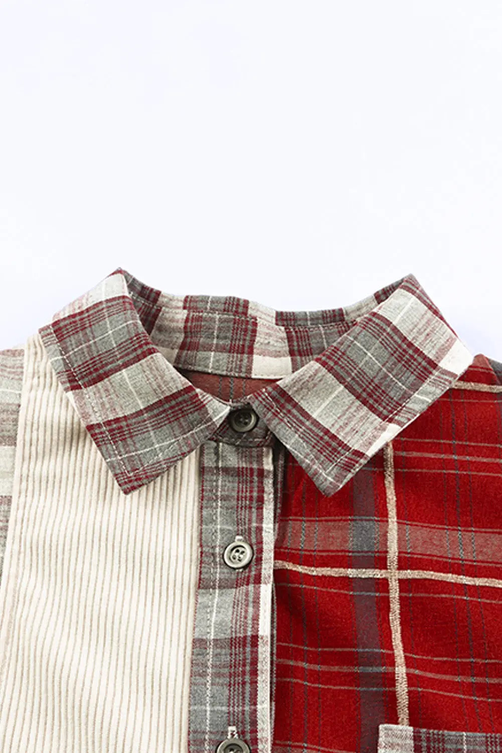 Plaid Corduroy Patchwork Shacket eAura