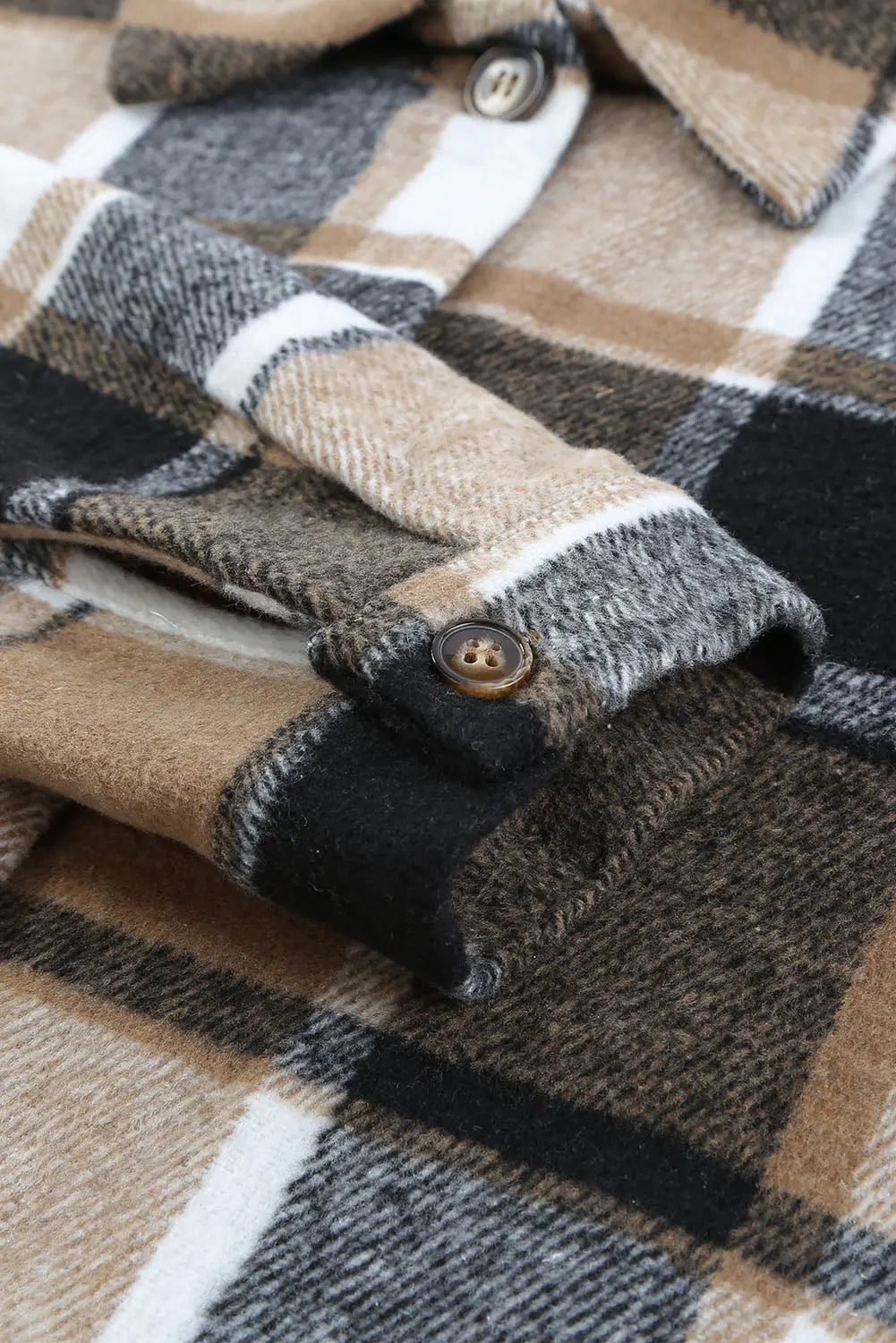 Plaid Print Buttoned Shirt Jacket eAura