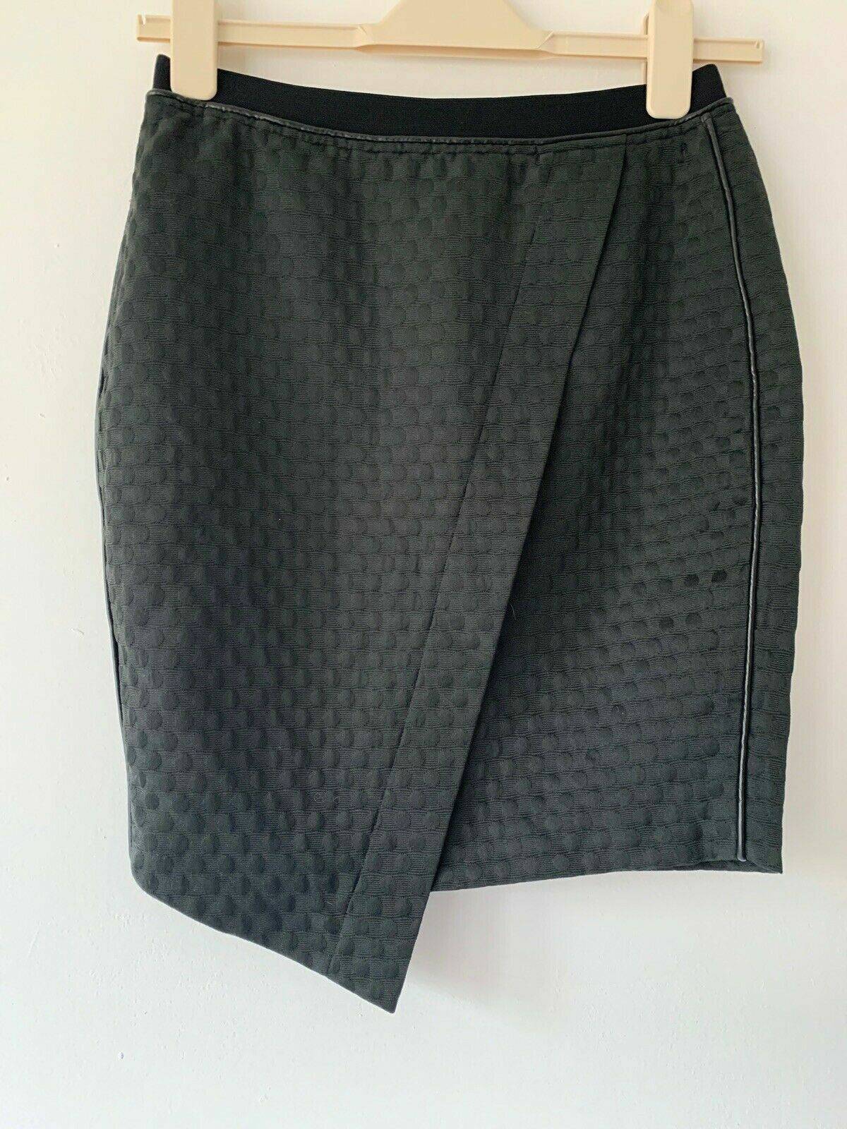 Proudmade Asymmetric Black Skirt Short mini skirt Leather Trims - BB Fashion Outlet