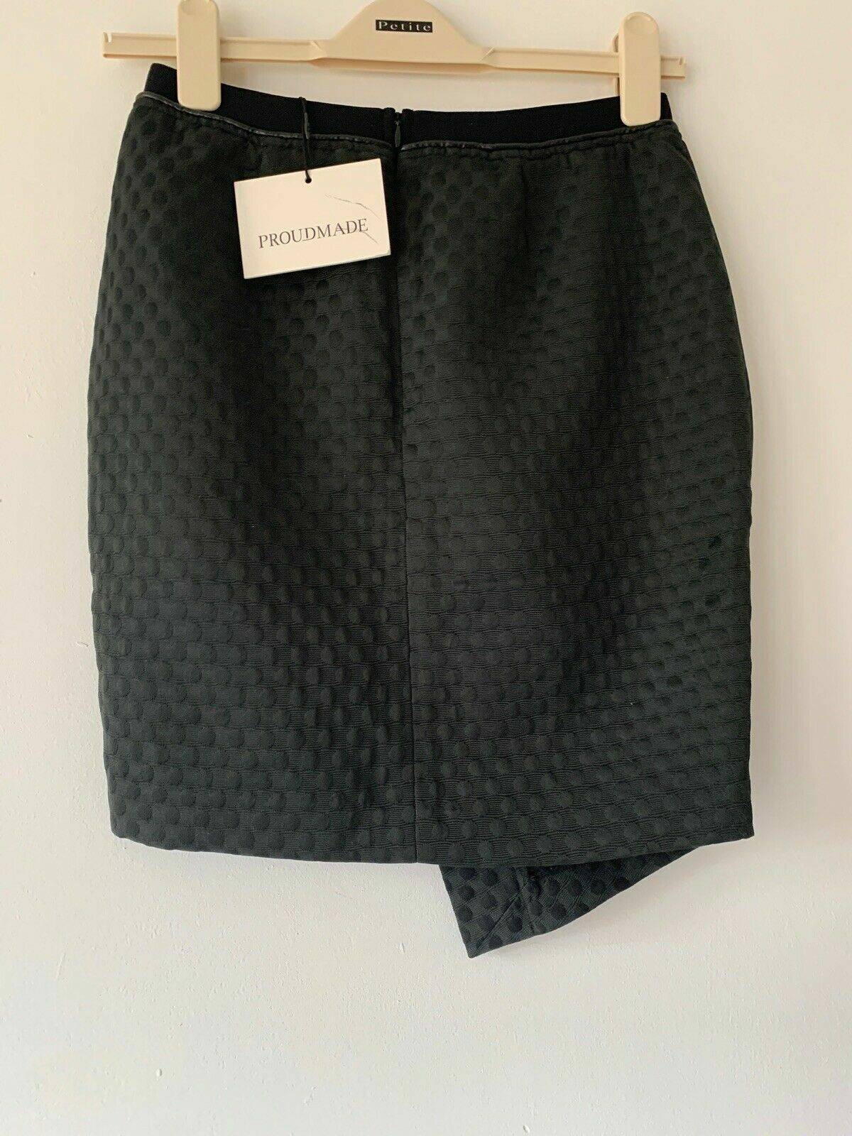 Proudmade Asymmetric Black Skirt Short mini skirt Leather Trims - BB Fashion Outlet