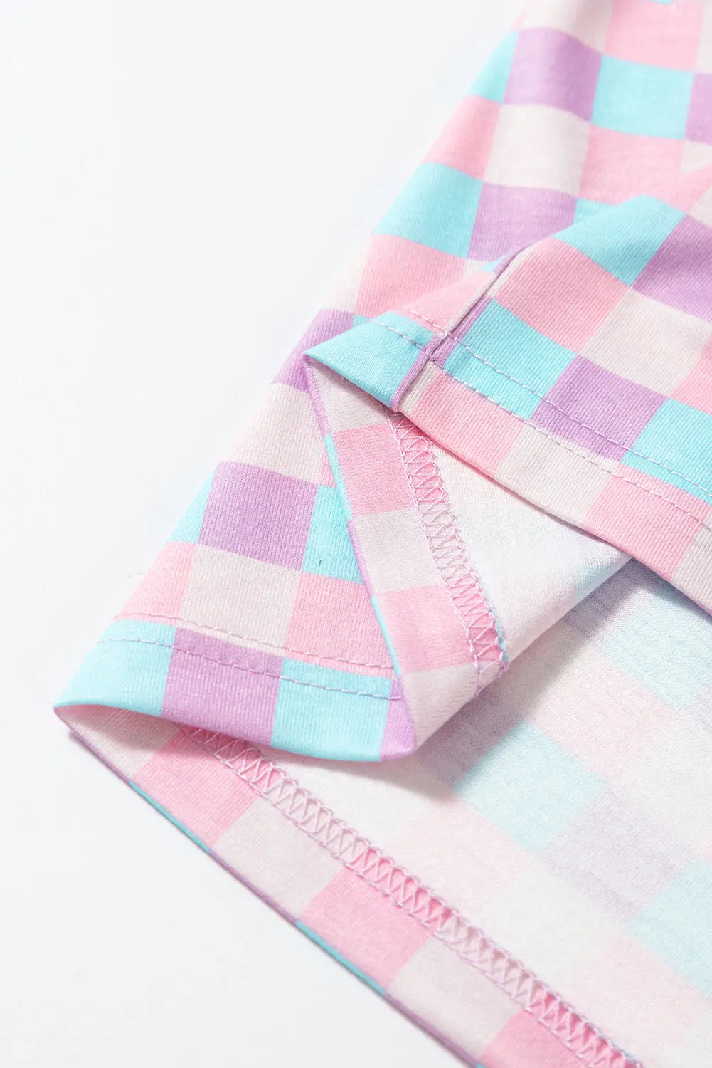 Purple Checkered Pattern Short Sleeve Pyjamass Set - eAura