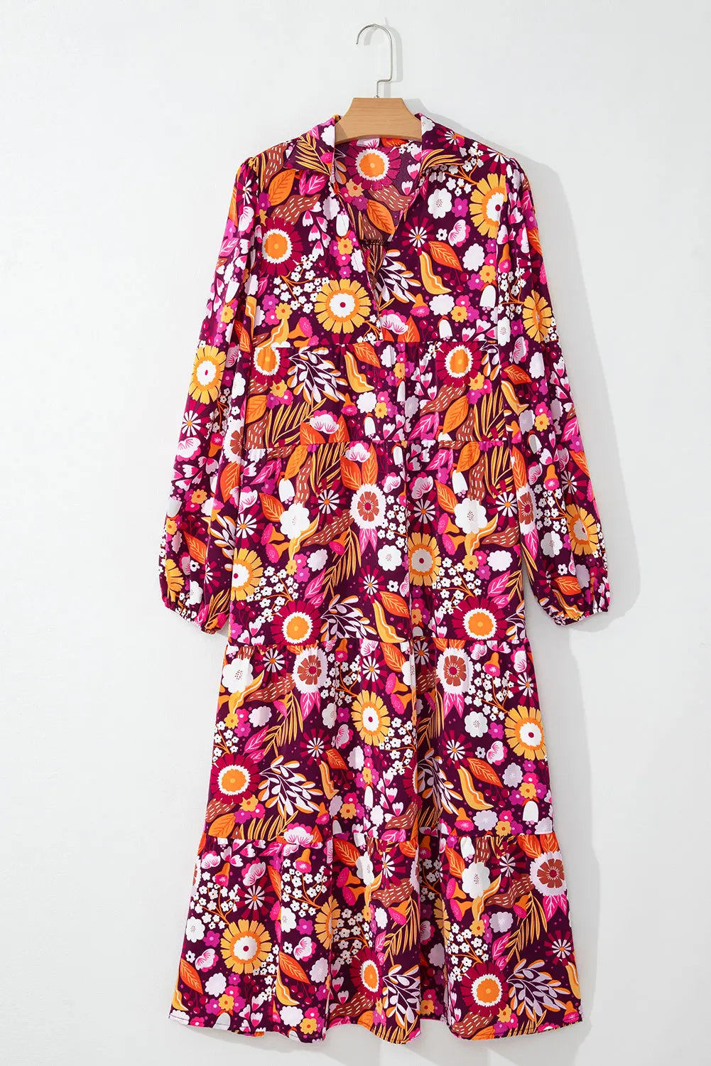 Purple Collared Tiered Flowy Long Dress Beagle Boutique Fashion Outlet
