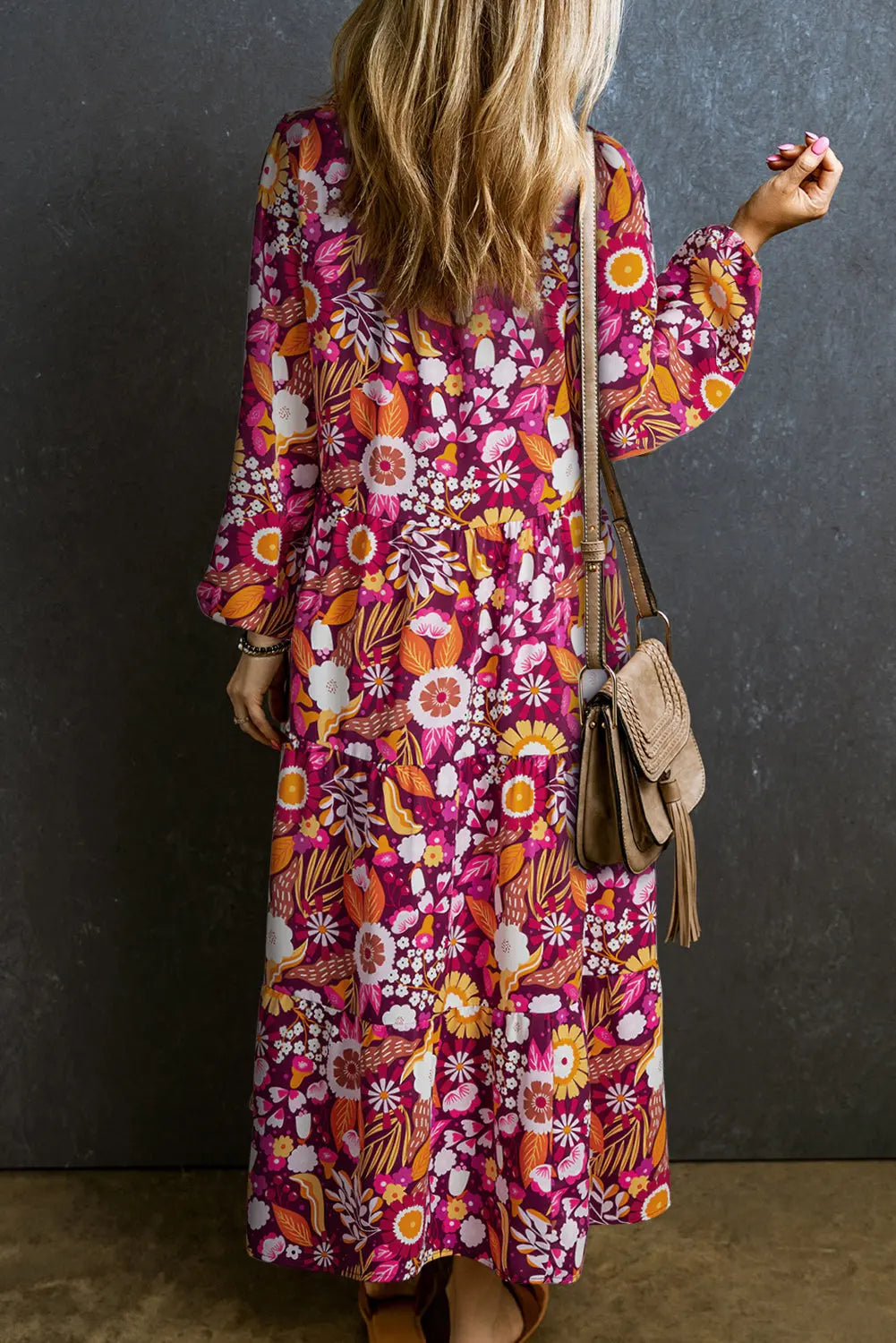 Purple Collared Tiered Flowy Long Dress Beagle Boutique Fashion Outlet