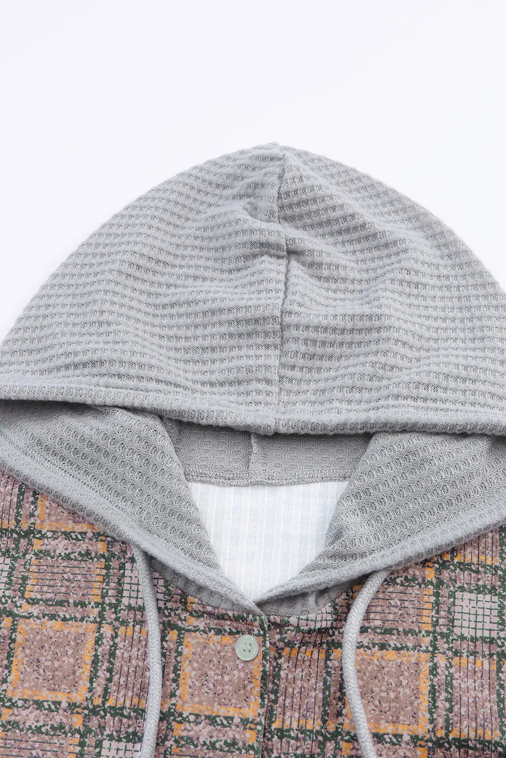 Purple Plaid Contrast Hooded Drawstring Shacket eAura