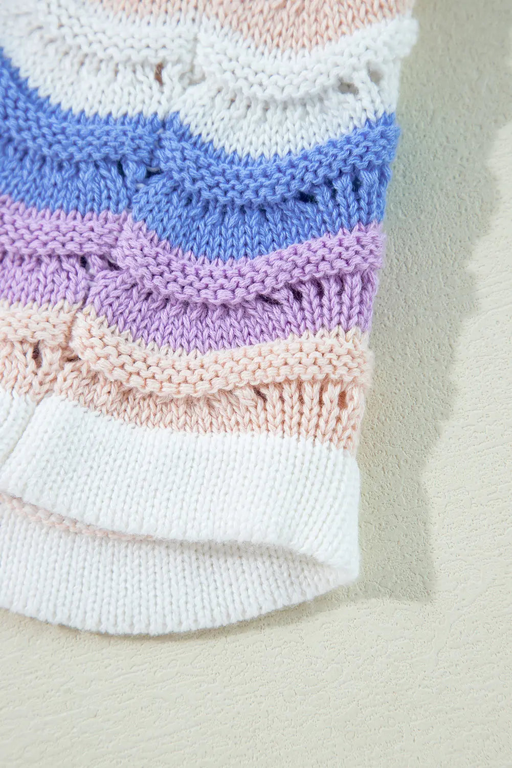 Purple Stripe Wavy Pointelle Knit Drop Shoulder Sweater Beagle Boutique Fashion Outlet