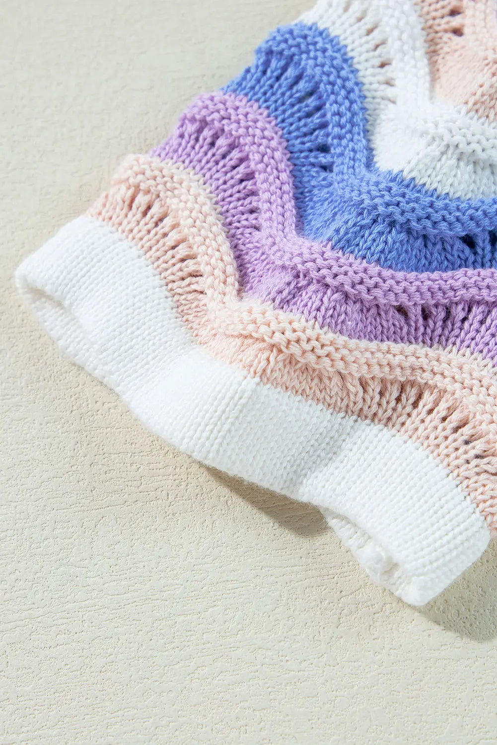 Purple Stripe Wavy Pointelle Knit Drop Shoulder Sweater Beagle Boutique Fashion Outlet