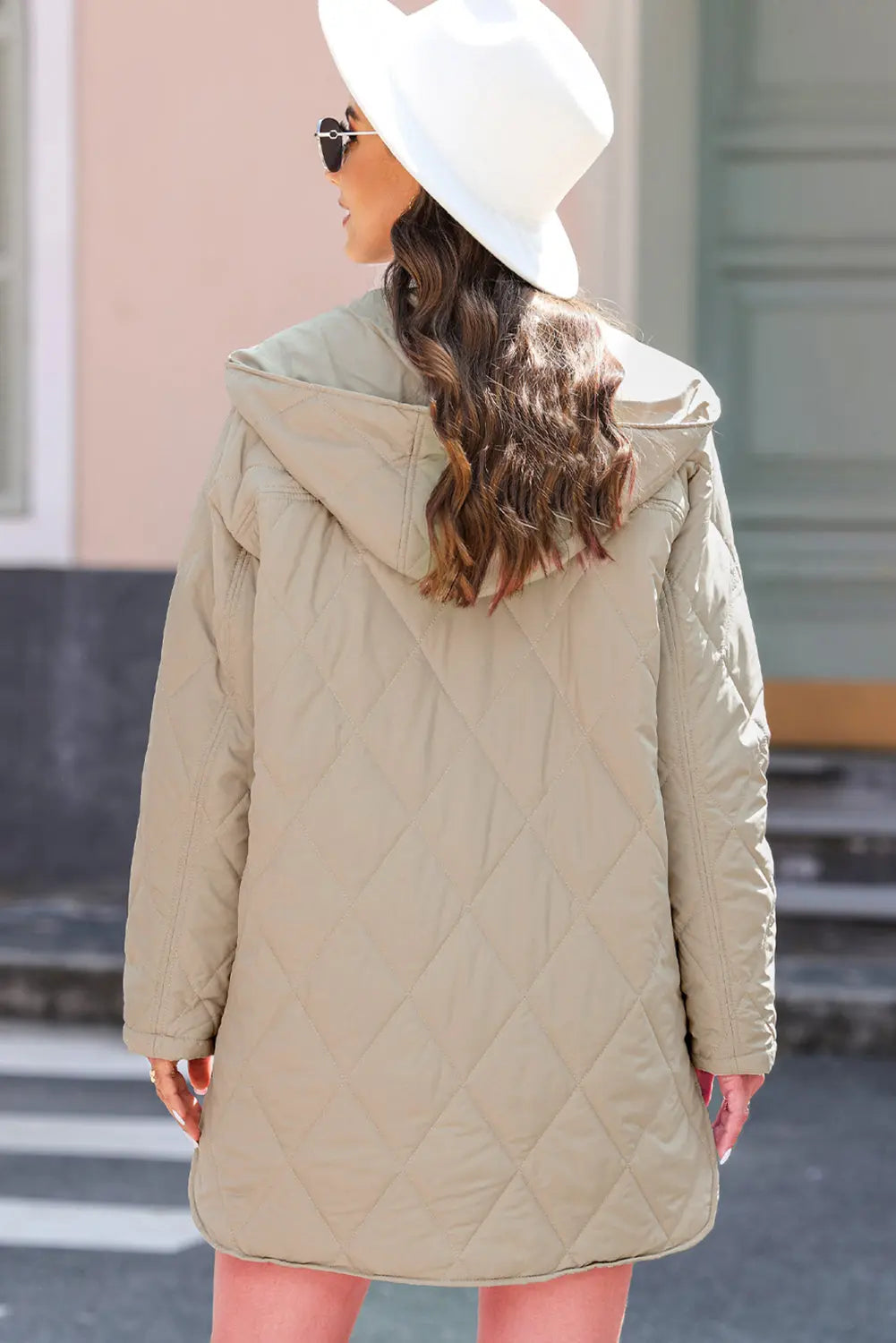 Quilted Snap Button Hooded Coat - eAura