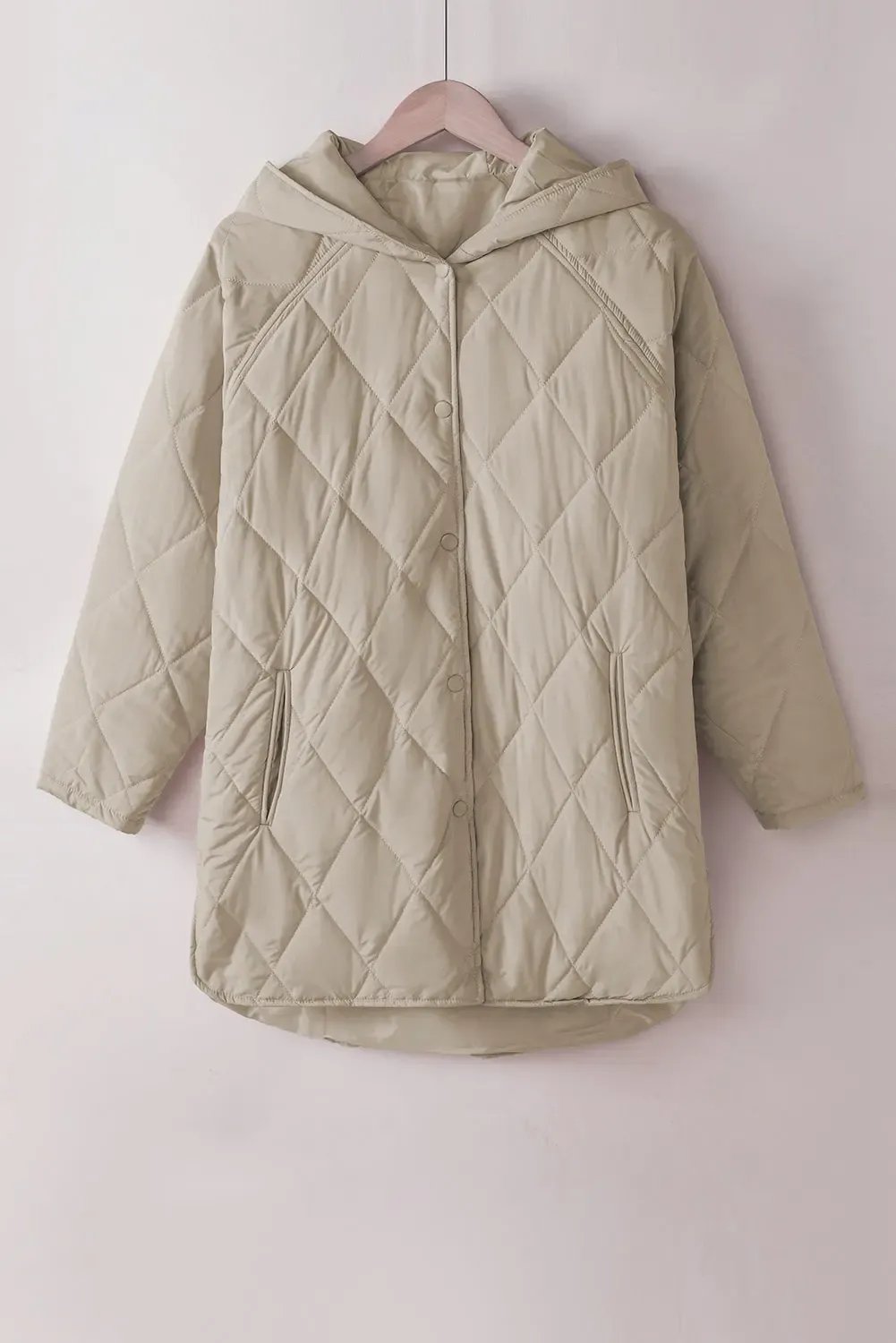 Quilted Snap Button Hooded Coat - Outerwear/Coats
