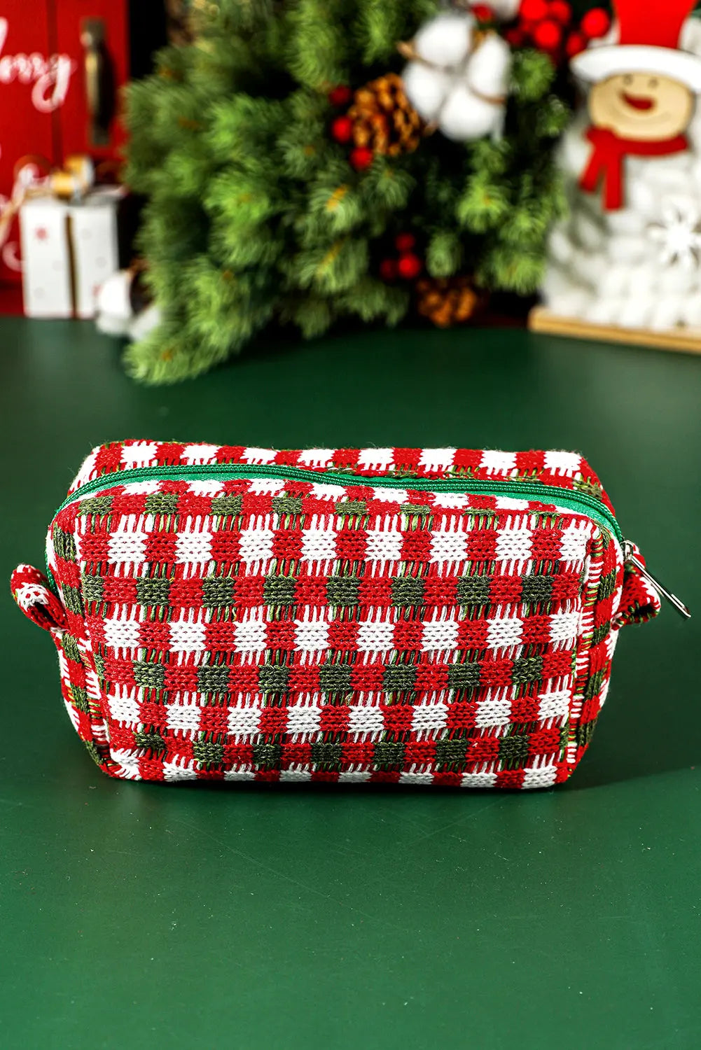 Racing Red Christmas Crochet Zipper Makeup Bag - eAura
