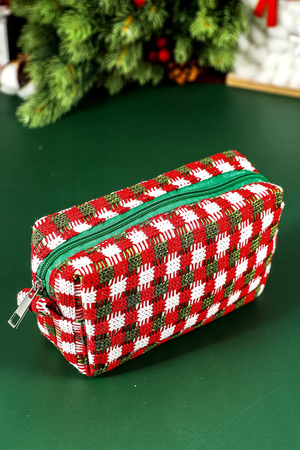Racing Red Christmas Crochet Zipper Makeup Bag - eAura