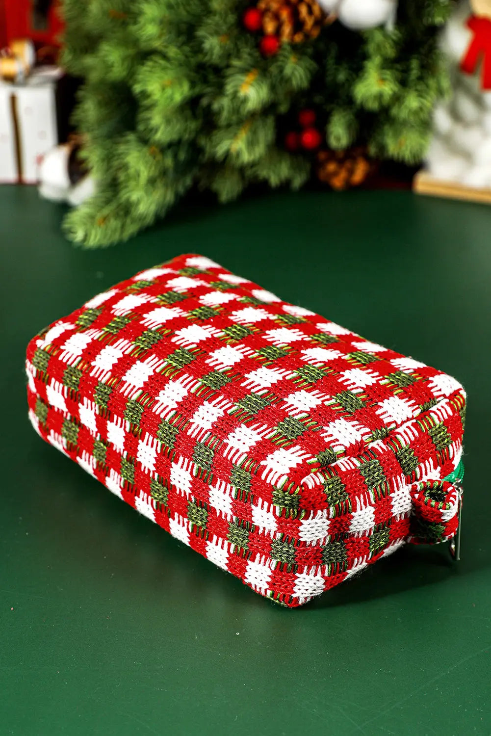 Racing Red Christmas Crochet Zipper Makeup Bag - eAura