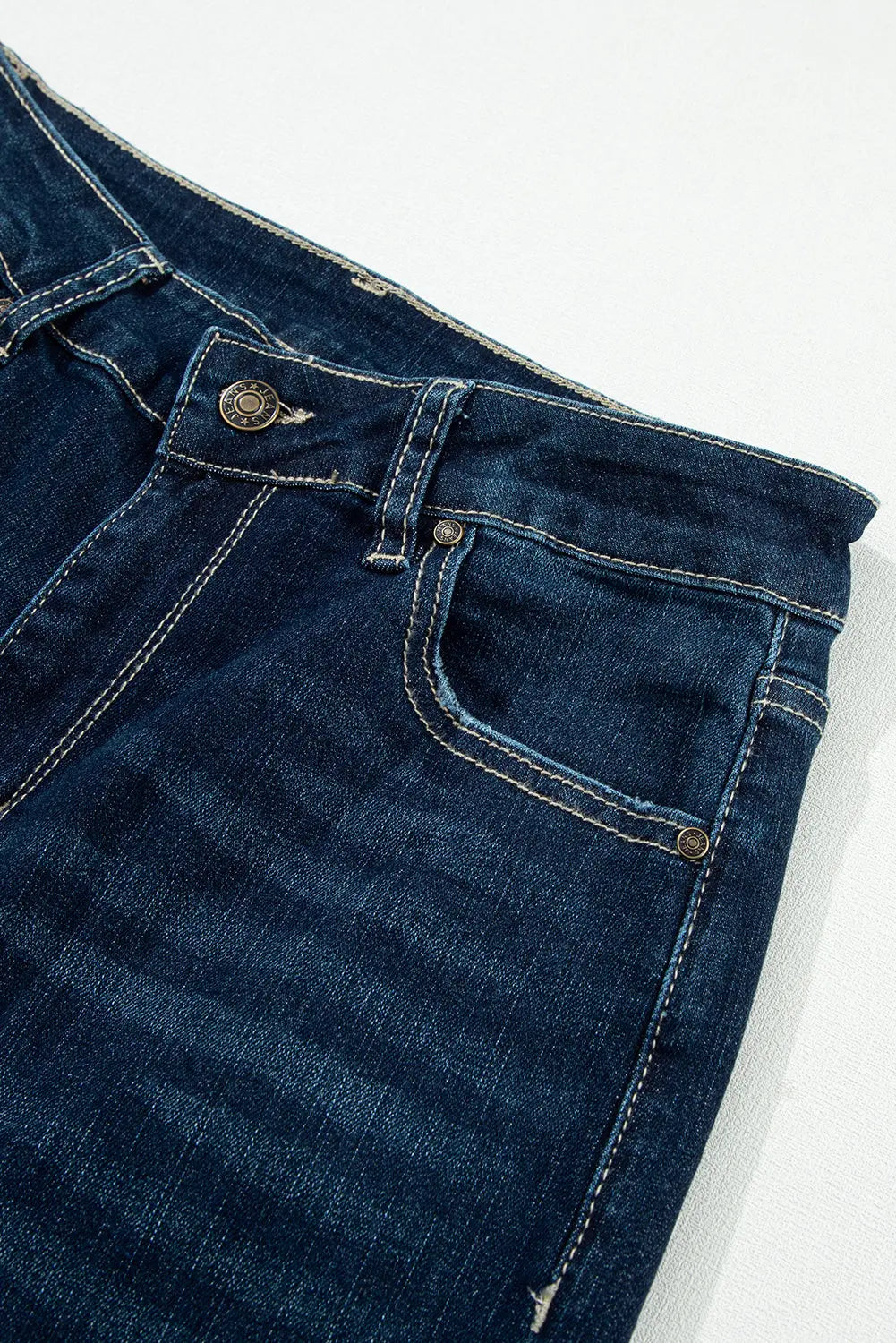 Real Teal High Rise Ripped Bell Bottom Jeans eAura