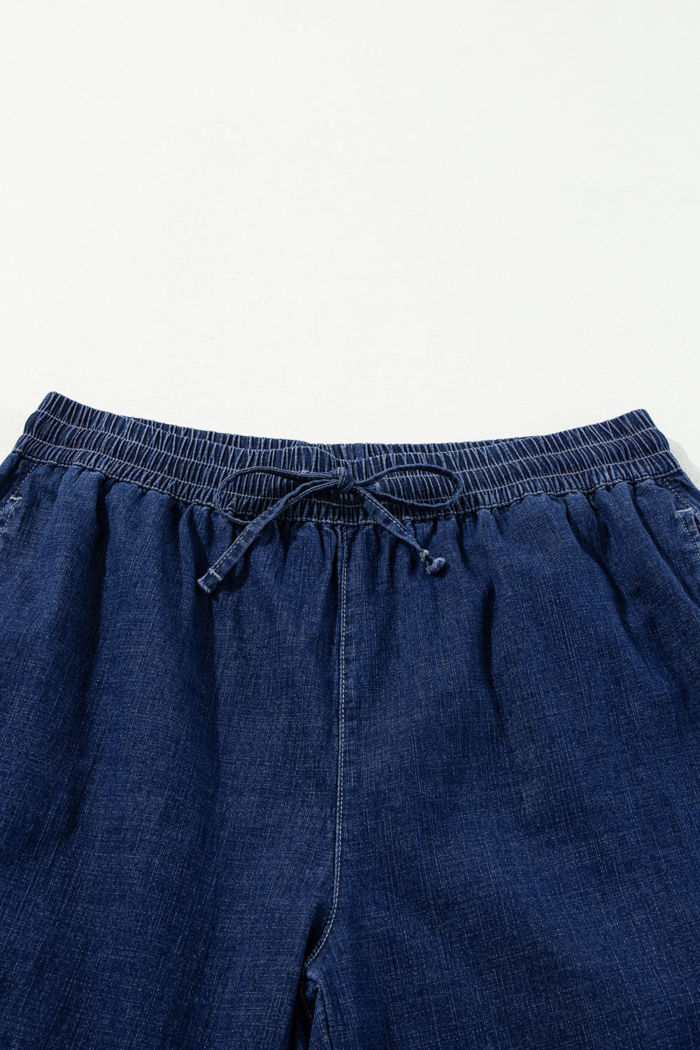 Real Teal Plus Size Drawstring High Waist Wide Leg Casual Jeans - Size/Plus Bottoms