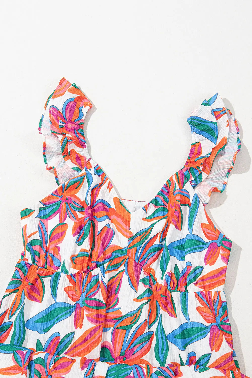 Red Boho Floral Ruffled Strap V Neck Maxi Dress - eAura