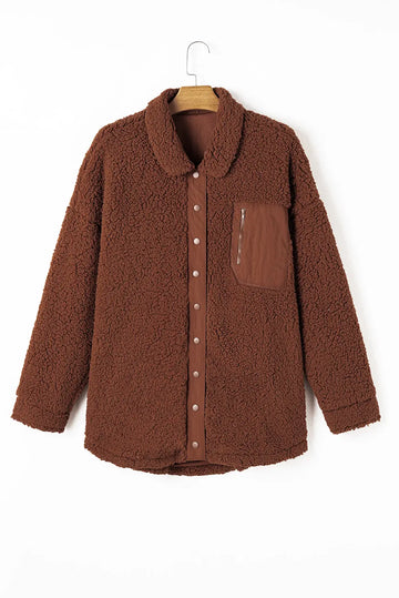 Red Clay Faux Shearling Teddy Bear Jacket - Outerwear/Jackets