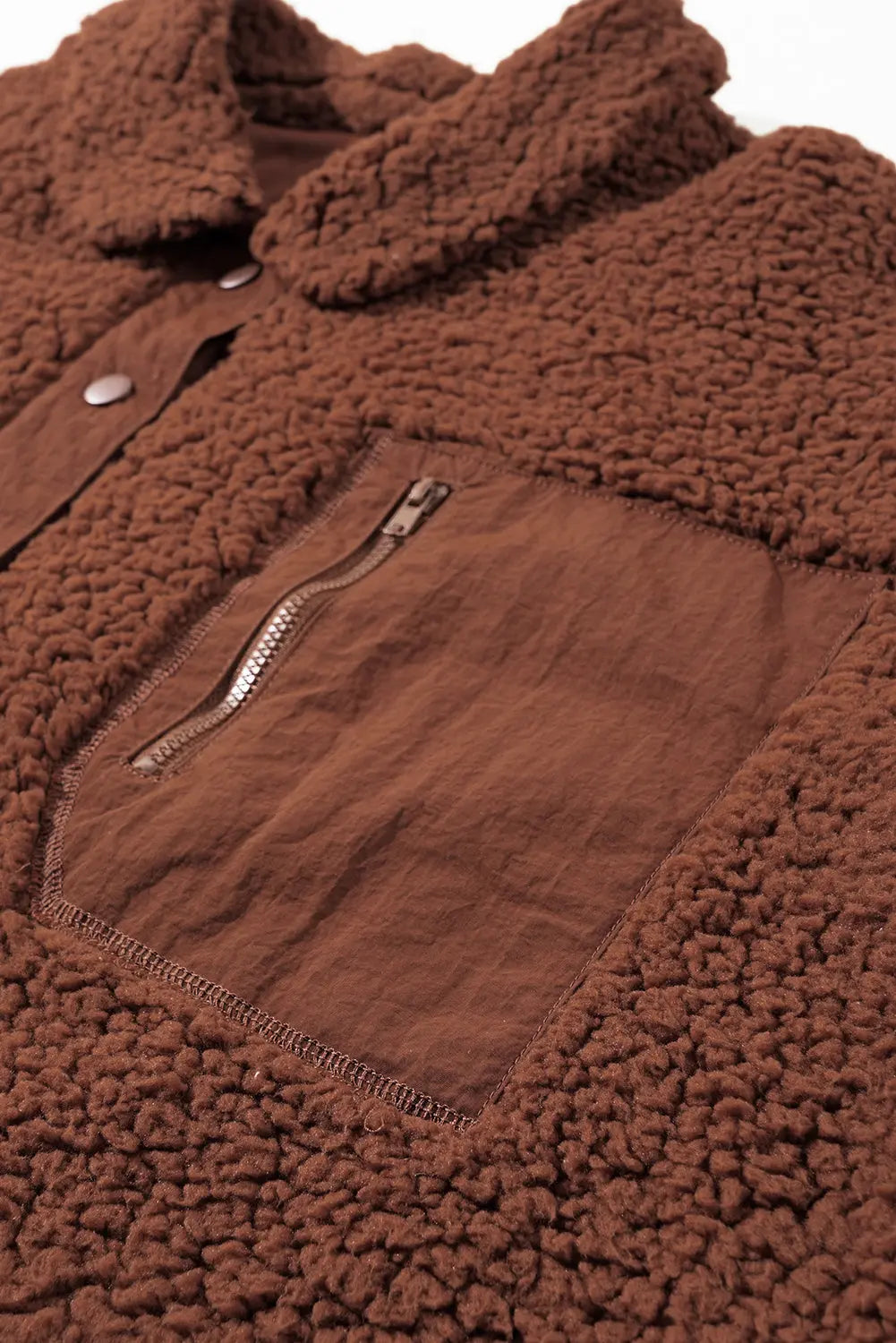 Red Clay Faux Shearling Teddy Bear Jacket - eAura